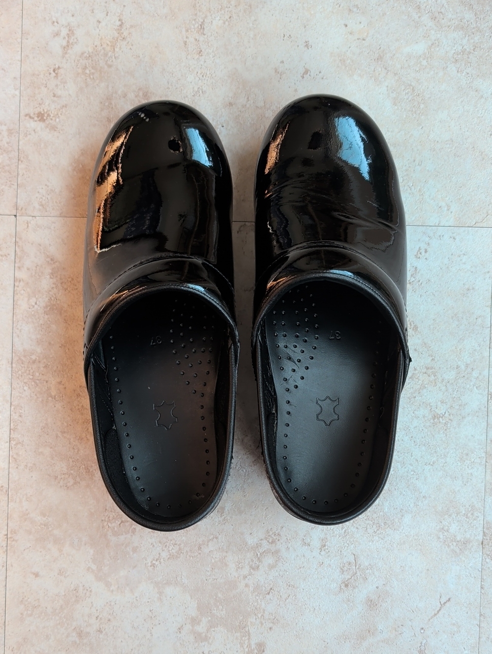 Dansko Professional Black Patent Slip-On Clogs